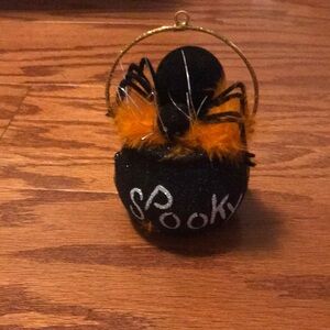Spooky Black and Orange Spider Decoration